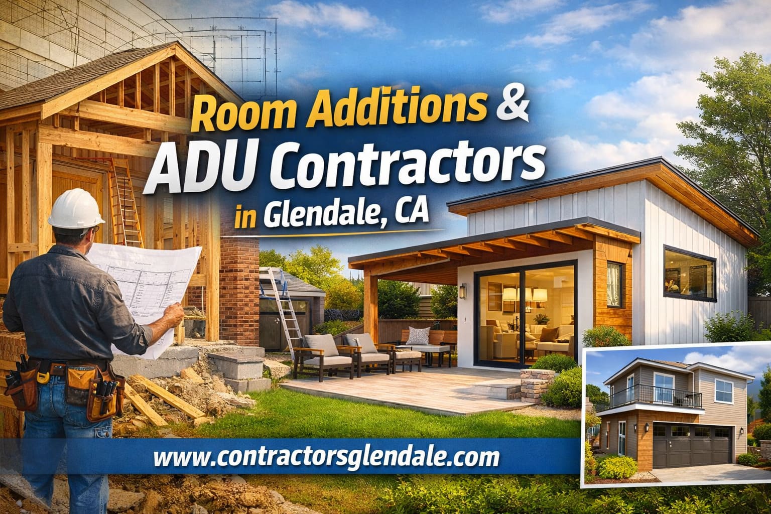 Room addition project in Glendale CA showing new family room addition