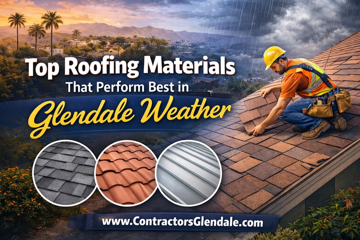 Roofing materials comparison for Glendale CA climate including tile and asphalt shingles